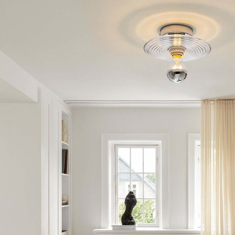 Vintage Ripple Glass Wall Lamp - Modern LED 20cm for Corridor