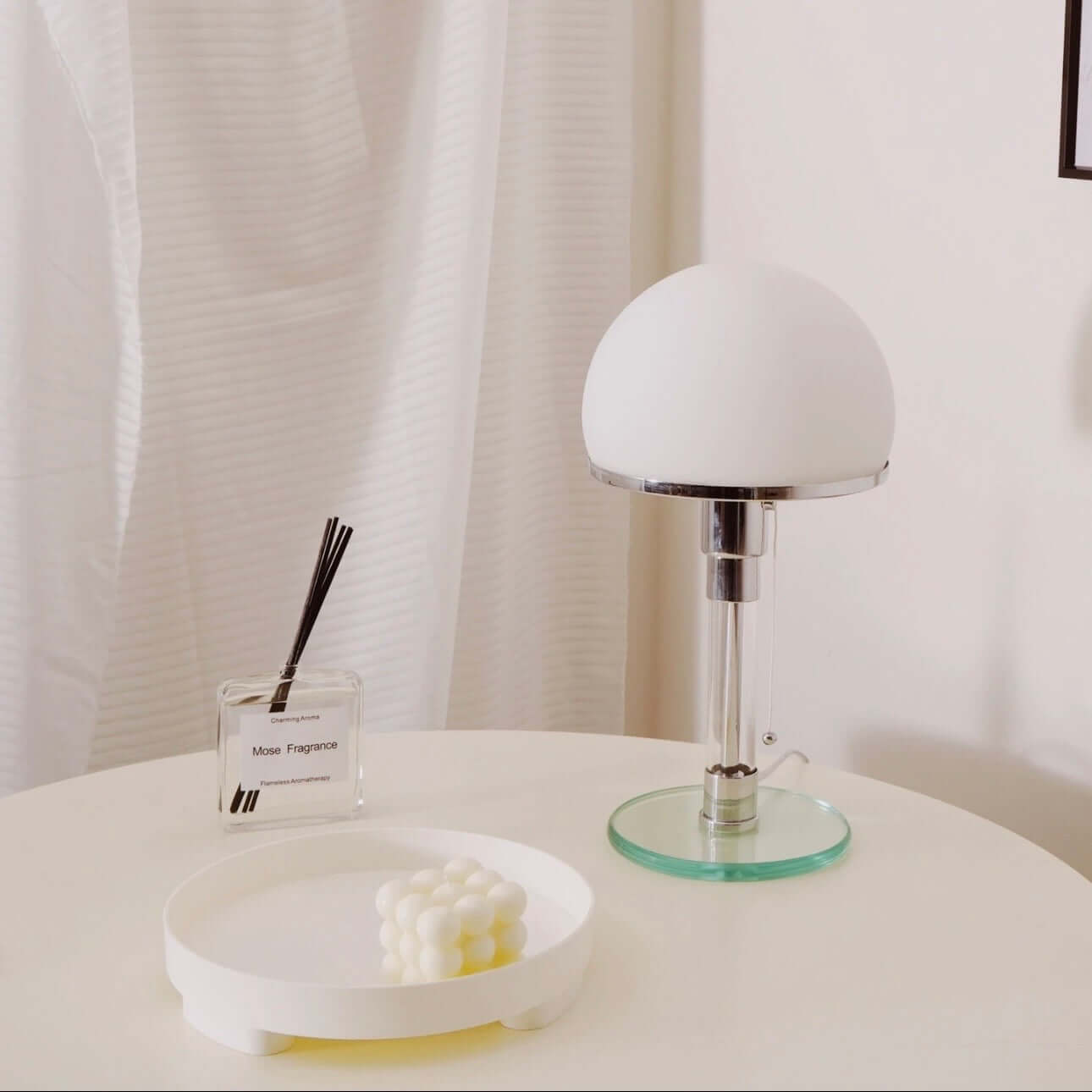 Nordic Minimalist Bauhaus Table Lamp – Metal & Glass Bedside Lamp