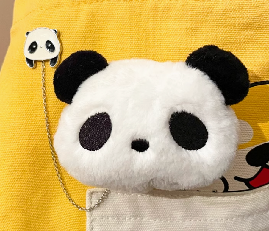 Panda Head Plush Brooch