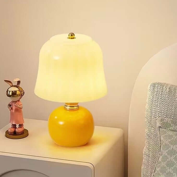 French Cream Mushroom Table Lamp – Retro Bedside Light