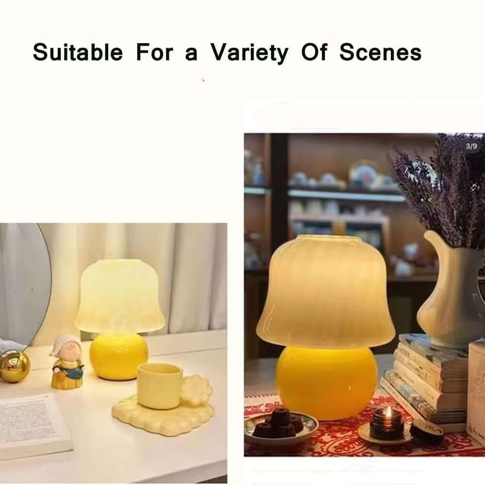 French Cream Mushroom Table Lamp – Retro Bedside Light