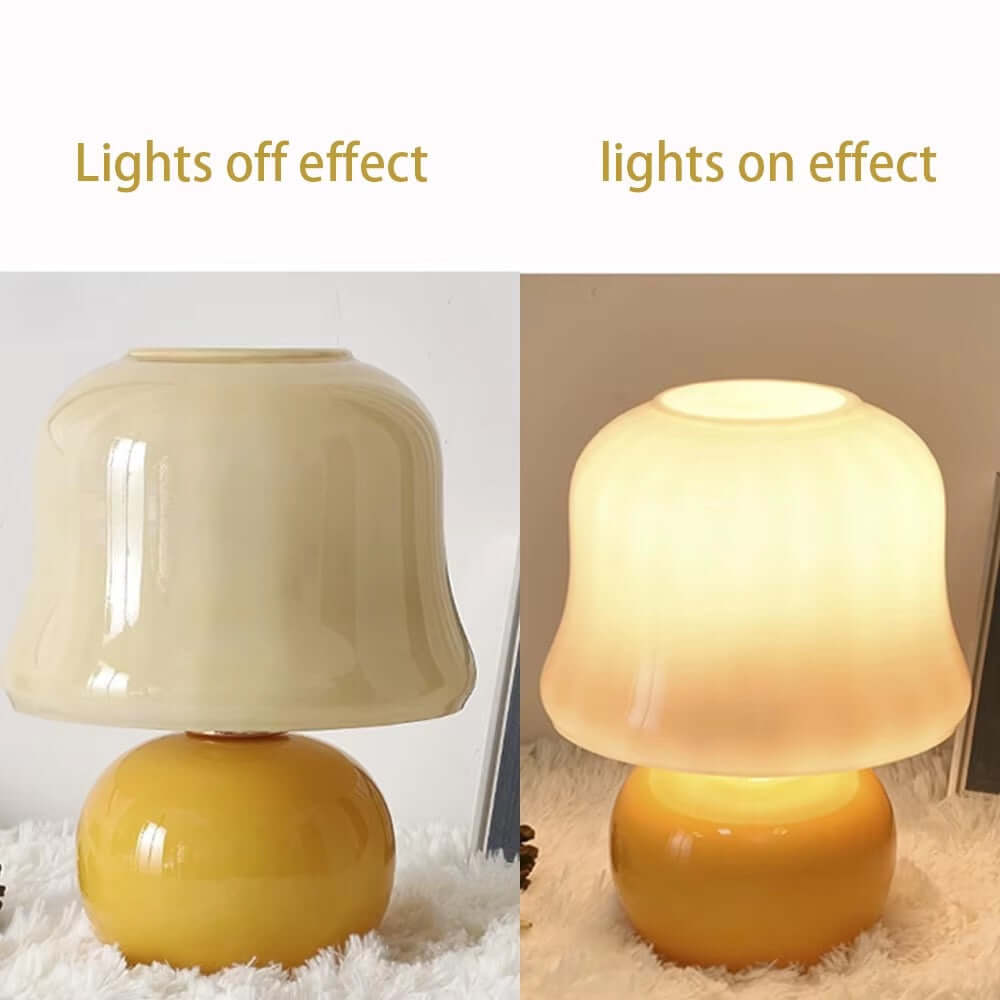 French Cream Mushroom Table Lamp – Retro Bedside Light