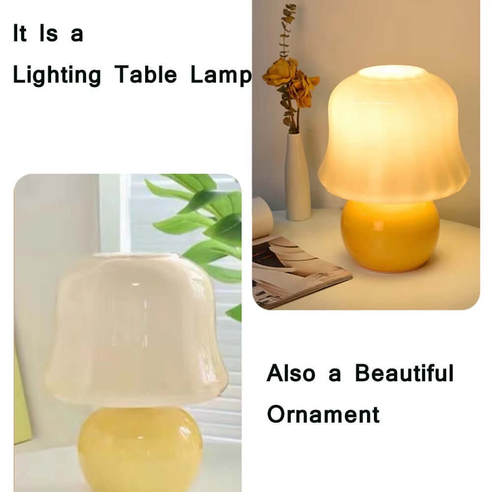 French Cream Mushroom Table Lamp – Retro Bedside Light
