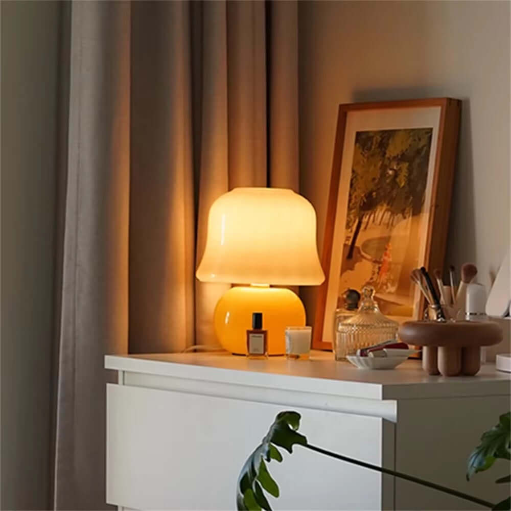French Cream Mushroom Table Lamp – Retro Bedside Light