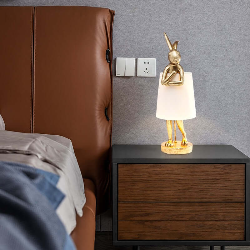 Nordic Apron Bunny Table Lamp – Designer Resin Bedside Lamp