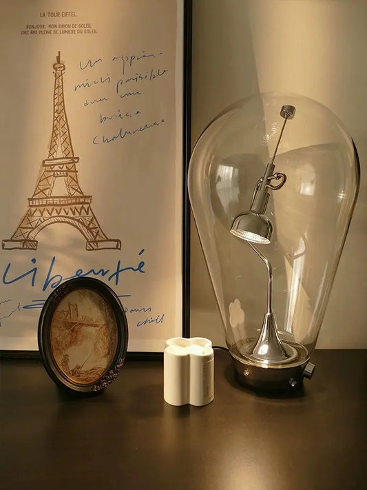 Lodes Blow Touch Glass bulb table lamp – 3 Light Modes, Rechargeable & Compact