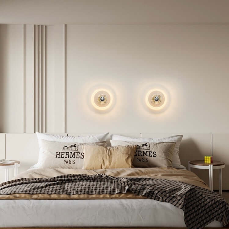 Vintage Ripple Glass Wall Lamp - Modern LED 20cm for Corridor