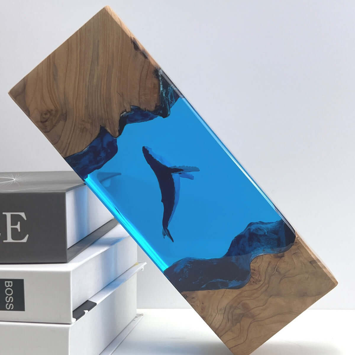 Whale Cave Resin Lamp – Ocean Art Wooden Night Light Decor