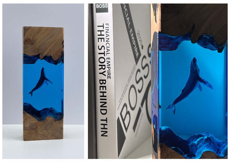 Whale Cave Resin Lamp – Ocean Art Wooden Night Light Decor
