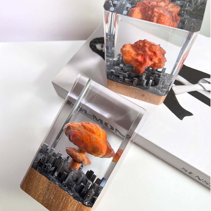 Oppenheimer Mushroom Cloud Resin Night Light – Modern Art Lamp