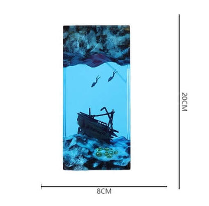 Ocean Cave Diver Resin Lamp – Wooden Art Sculpture Light