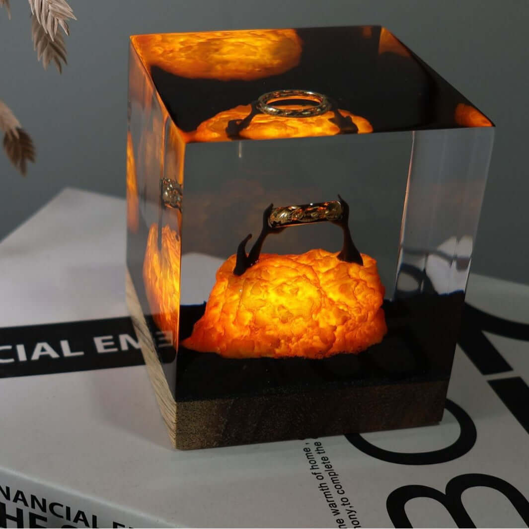 Lord of the Rings Resin Ring Lamp – Wooden Hobbit Night Light