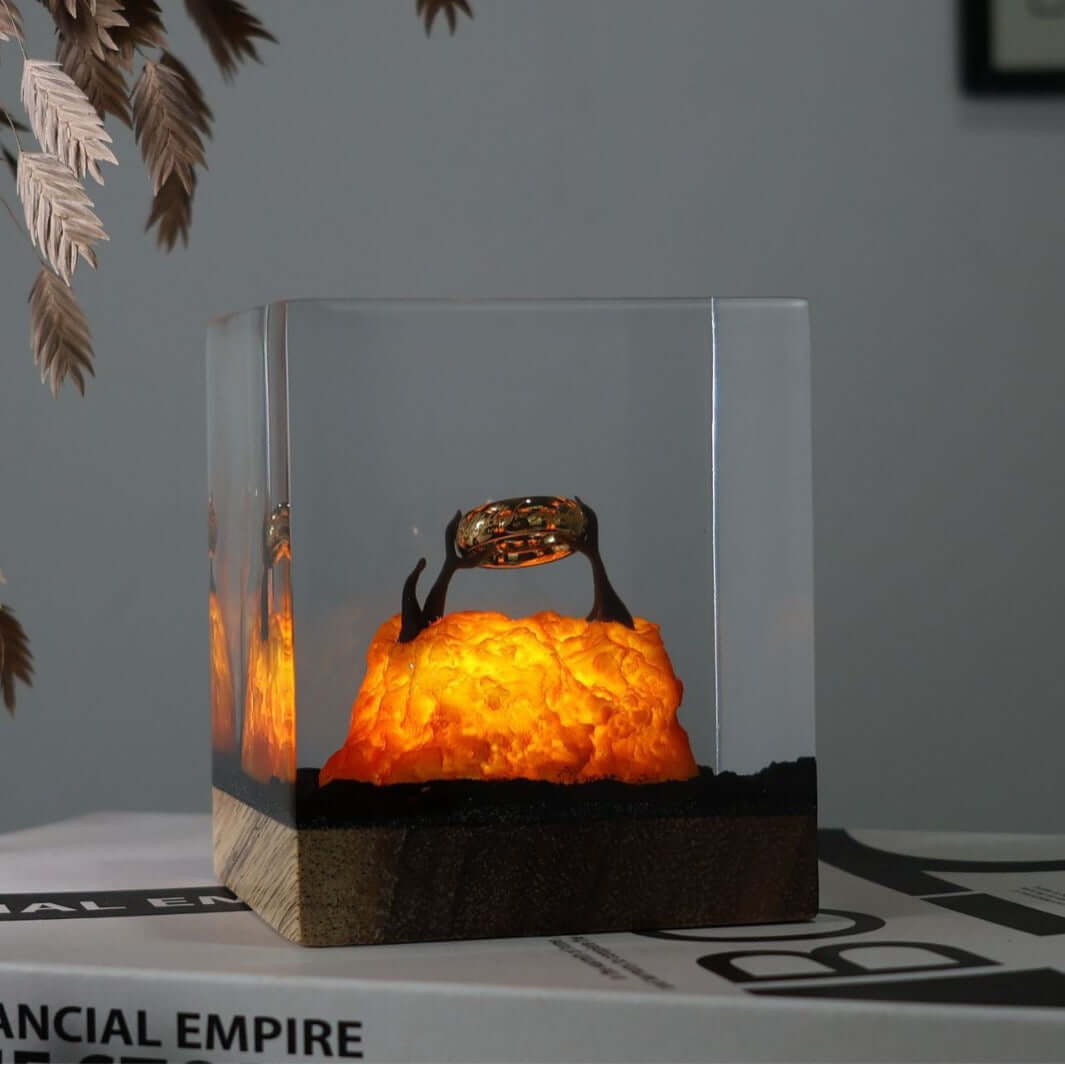Lord of the Rings Resin Ring Lamp – Wooden Hobbit Night Light