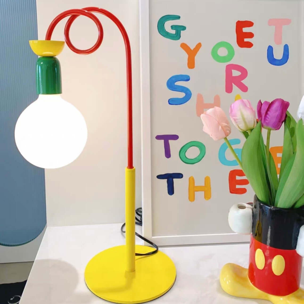 Memphis Macaron Table Lamp – Retro Colorful LED Desk & Bedside Light