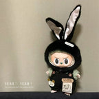 Black Bunny Hat Outfit/clothes  for labubu 17cm Doll（No Doll Included）