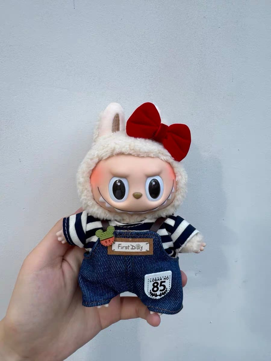 Red Bow Baby Outfit/clothes  for labubu 17cm Doll（No Doll Included）