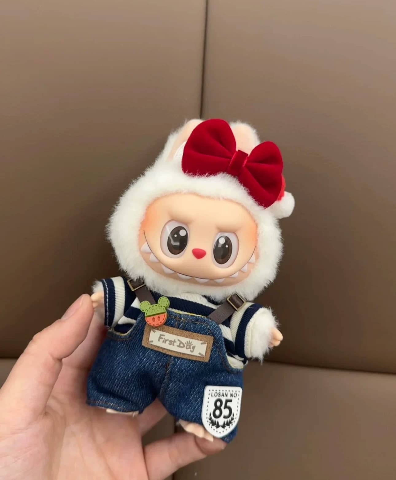 Red Bow Baby Outfit/clothes  for labubu 17cm Doll（No Doll Included）