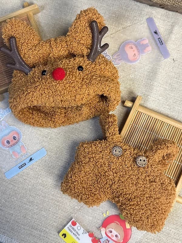 Rudolph the Red-Nosed Reindeer Outfit/clothes  for labubu 17cm Doll（No Doll Included）