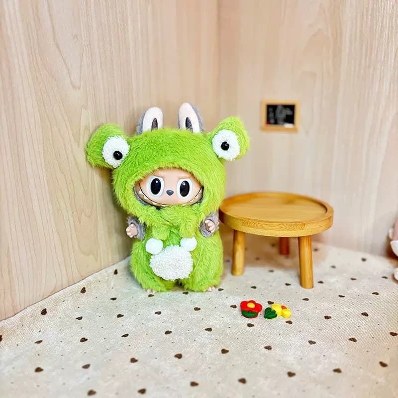 Cute Green Froge Outfit/clothes  for labubu 17cm Doll（No Doll Included）