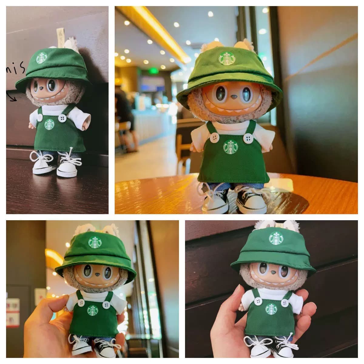 Starbucks Outfit/clothes  for labubu 17cm Doll（No Doll Included）