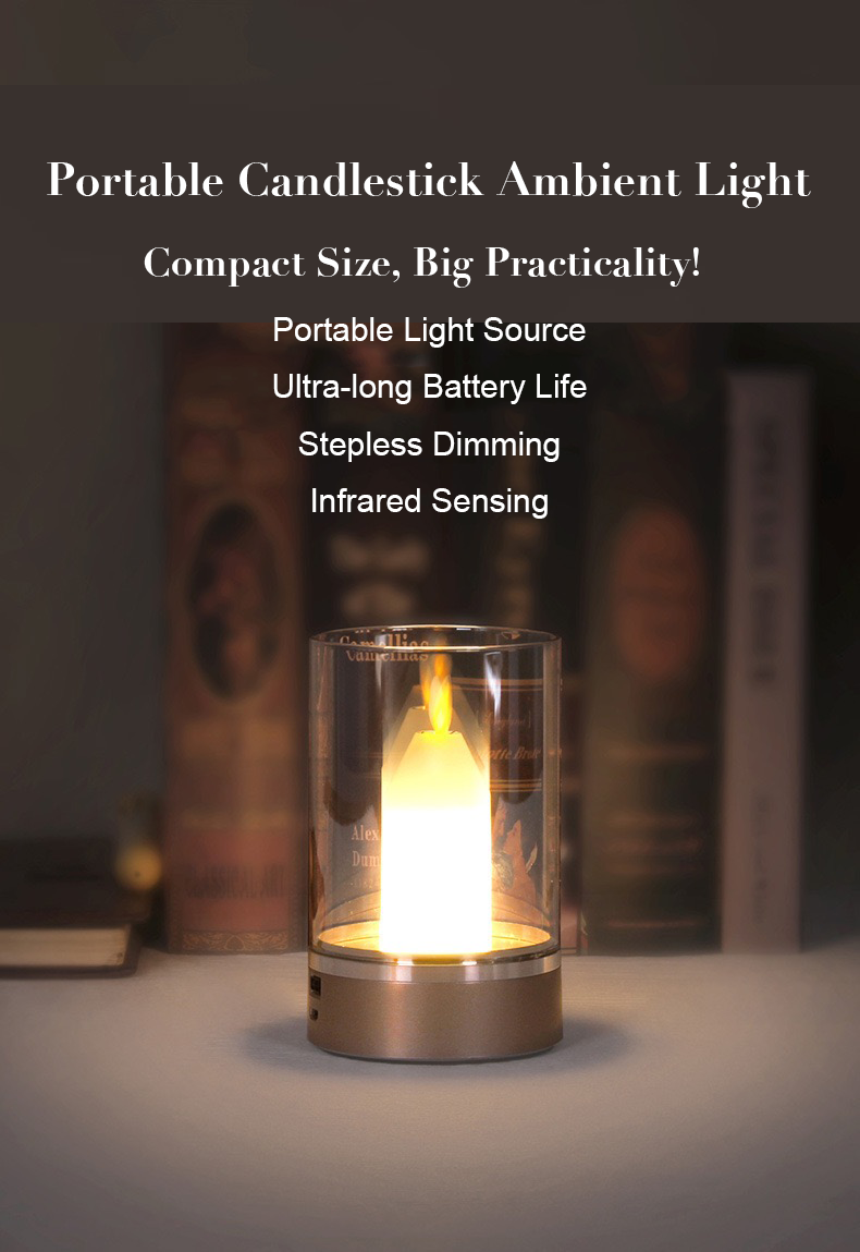 Candle-style table lamp with hand-swipe sensing