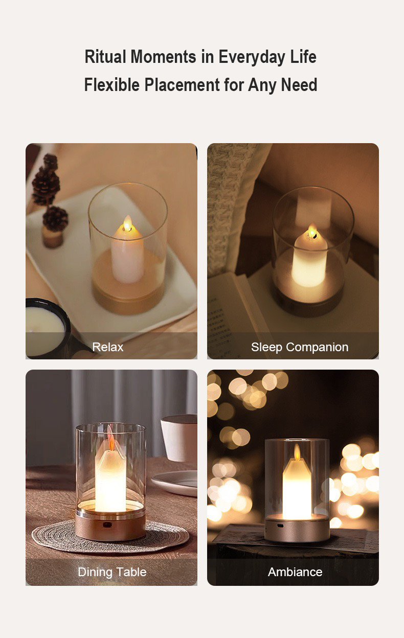 Candle-style table lamp with hand-swipe sensing