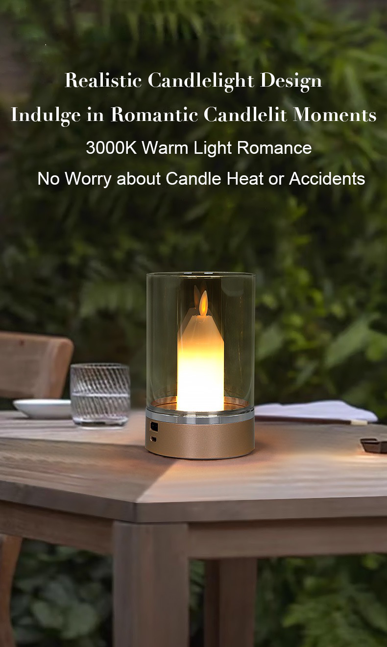 Candle-style table lamp with hand-swipe sensing