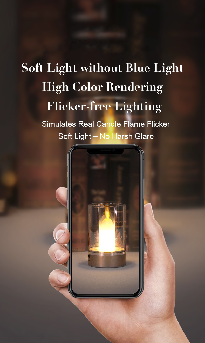 Candle-style table lamp with hand-swipe sensing