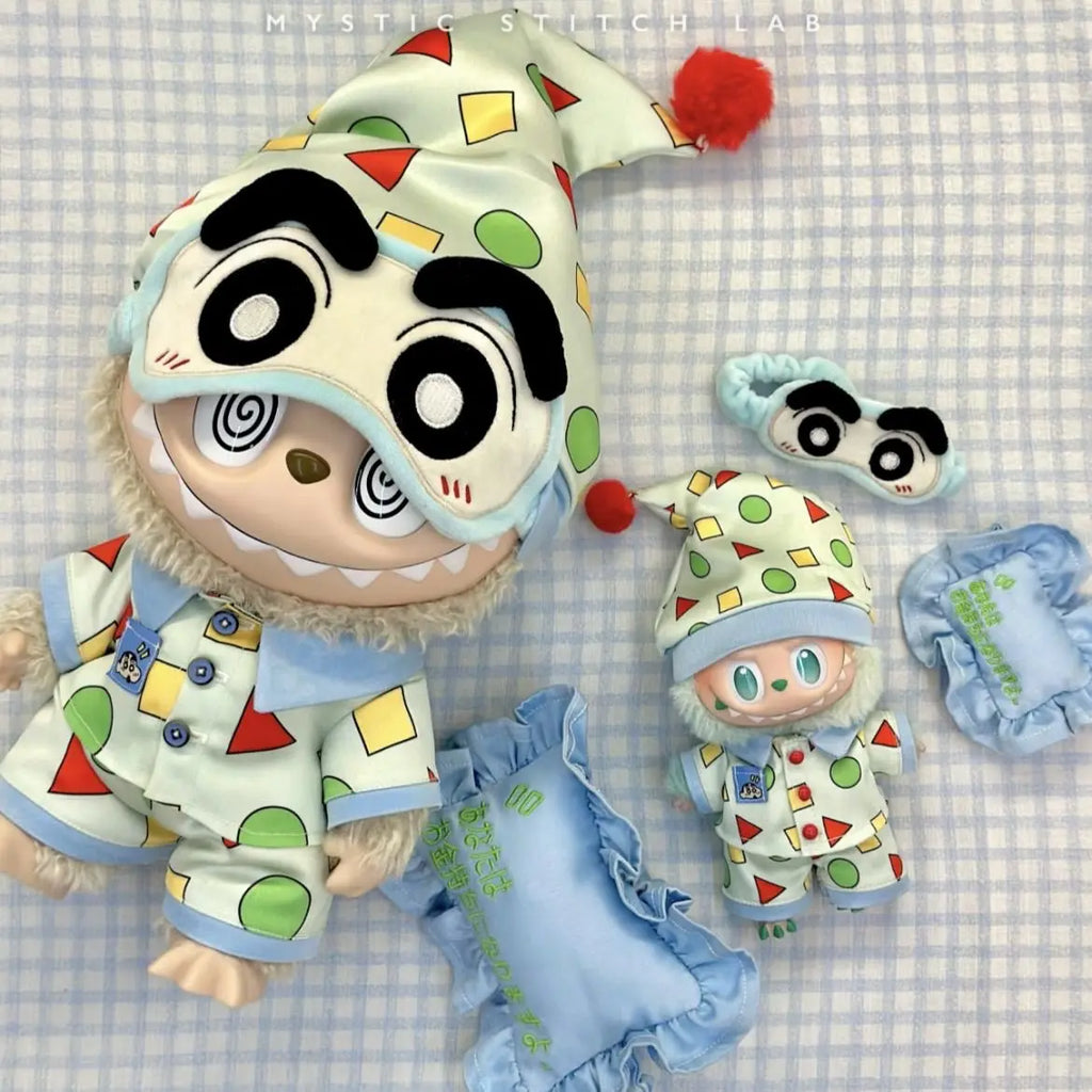 Shin-chan PajamasOutfit/clothes  for labubu 17cm Doll（No Doll Included）