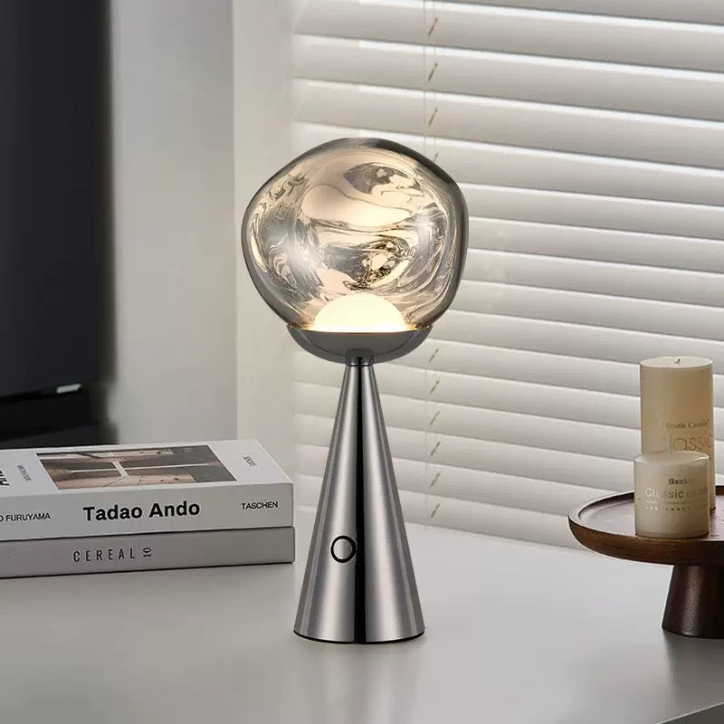 Portable rechargeable lava bedside lamp for bedroom