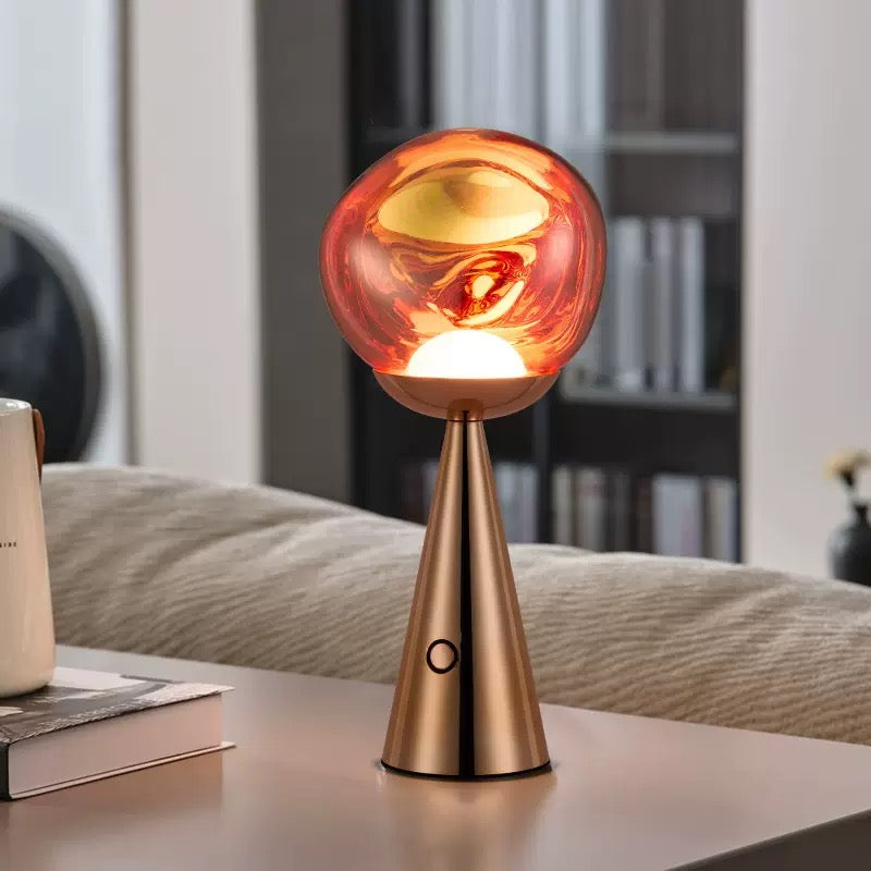 Portable rechargeable lava bedside lamp for bedroom