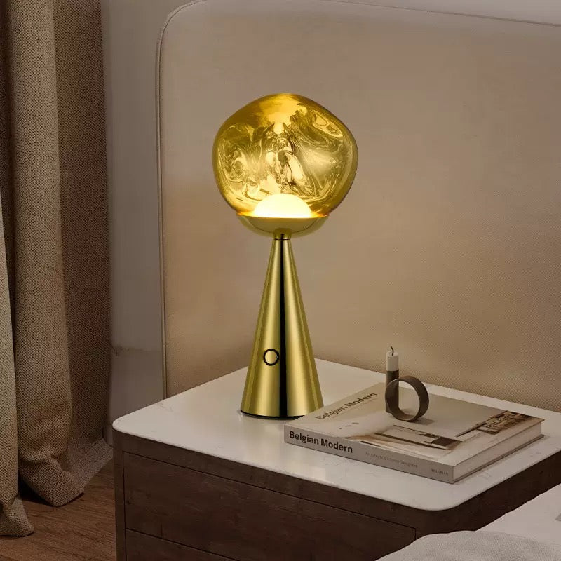 Portable rechargeable lava bedside lamp for bedroom