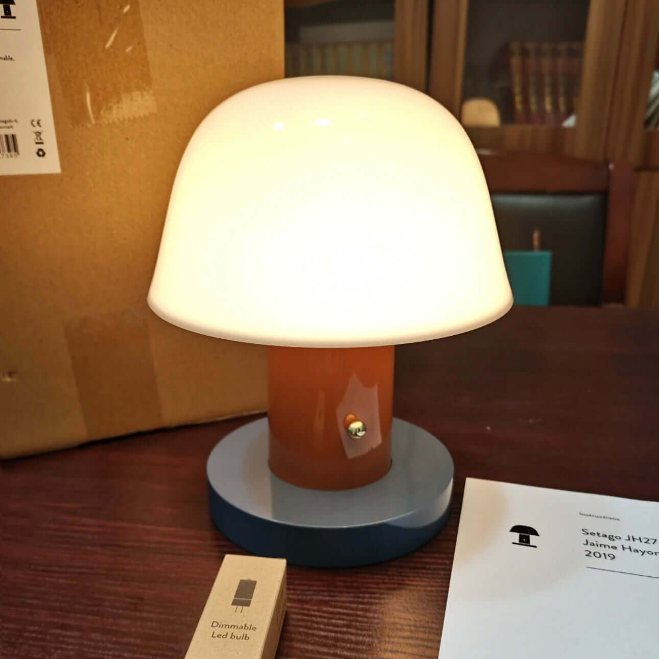 Wire-Free Mushroom Lamp – Touch Control, 3 Color Modes, Rechargeable