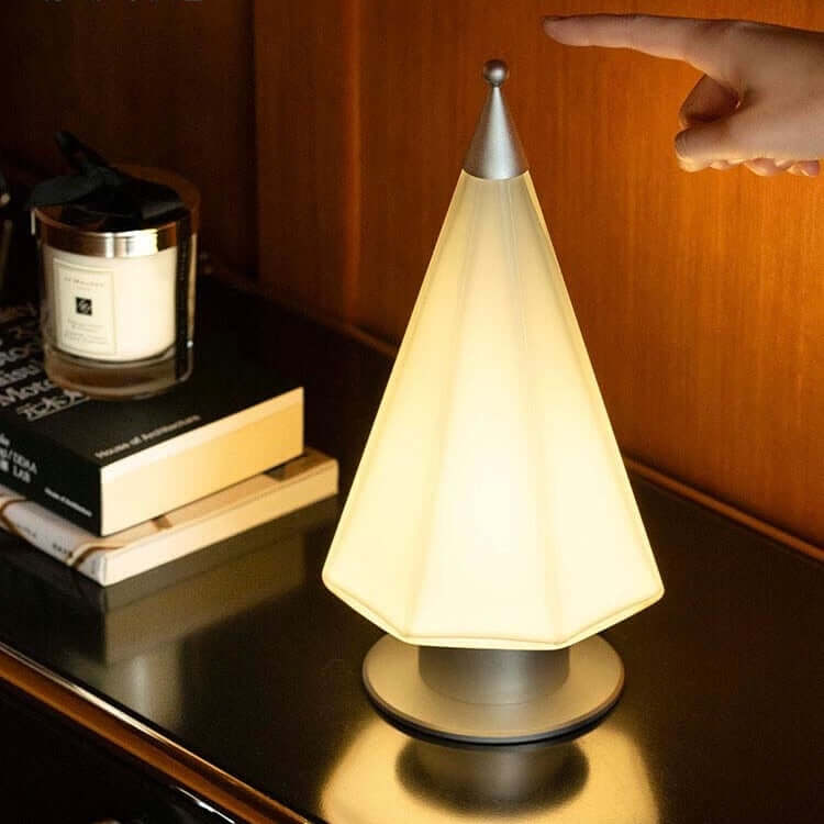 Handcrafted Cedar Lamp – Touch LED, Rechargeable, Fairy-Tale Glow