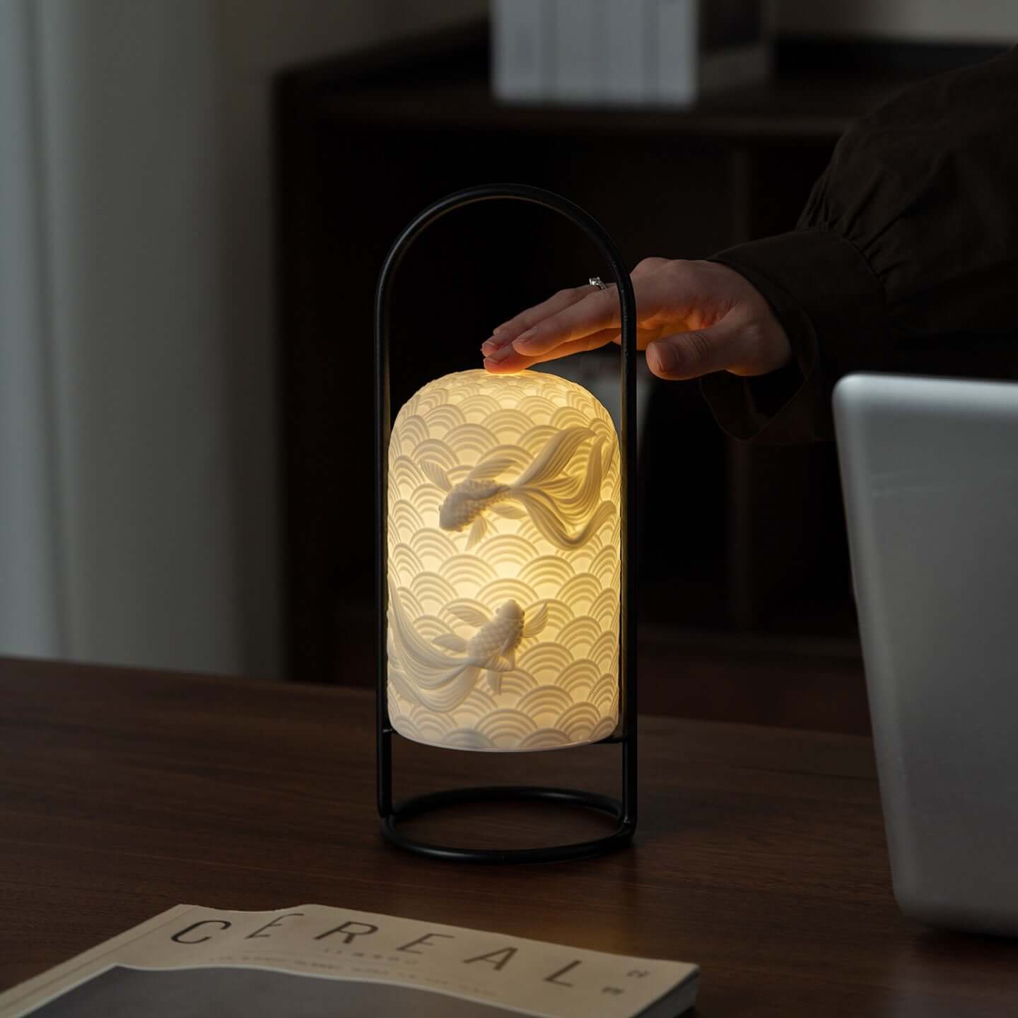 Ceramic Goldfish Lamp – Rechargeable Touch LED Table Lamp