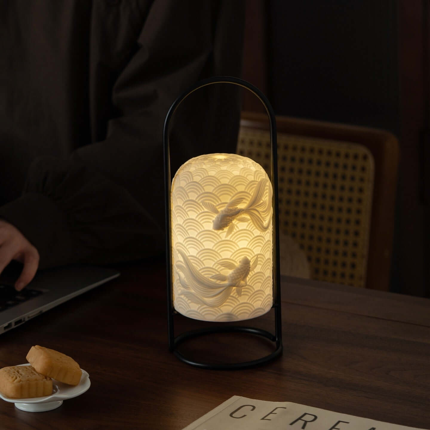 Ceramic Goldfish Lamp – Rechargeable Touch LED Table Lamp