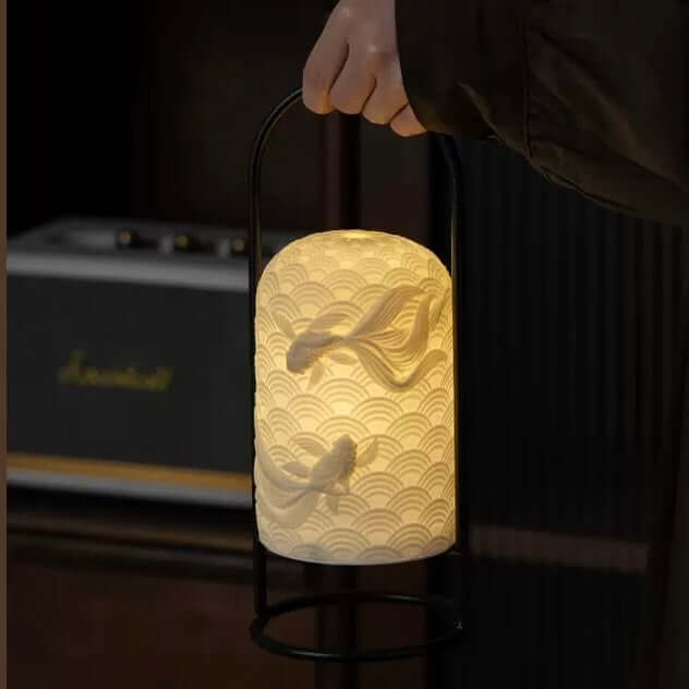 Ceramic Goldfish Lamp – Rechargeable Touch LED Table Lamp