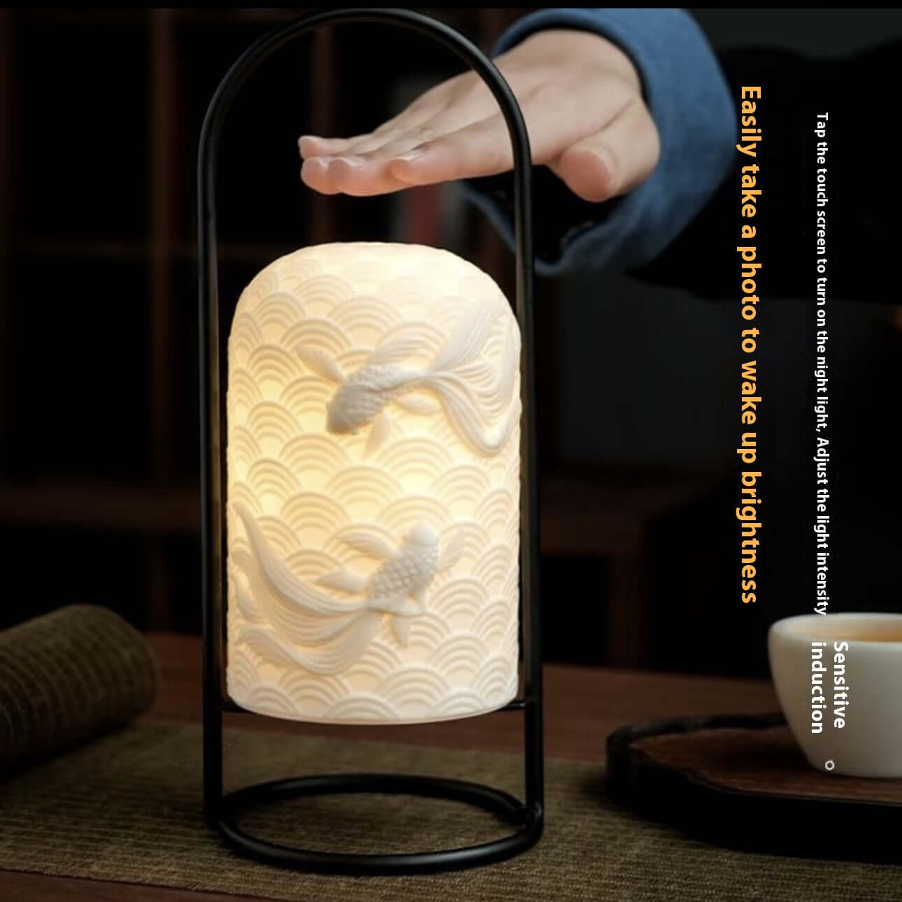 Ceramic Goldfish Lamp – Rechargeable Touch LED Table Lamp