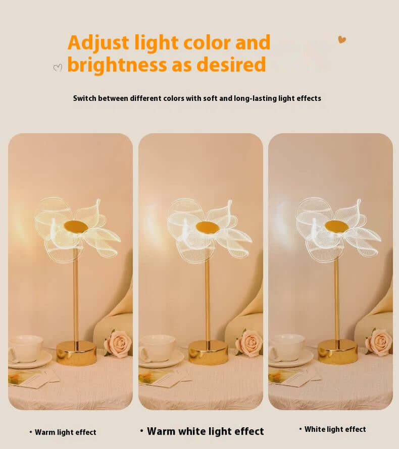 Nordic Clover Table Lamp – Rechargeable LED with Touch Dimming