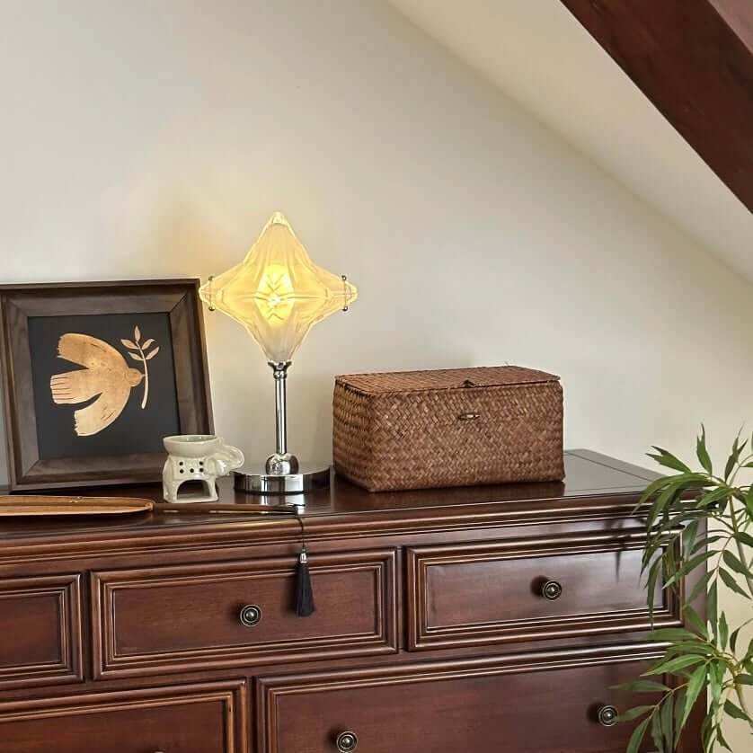 French Postmodern Star Table Lamp – LED Touch Control Rechargeable Glass Bedside Night Light for Home Decor & Gifts