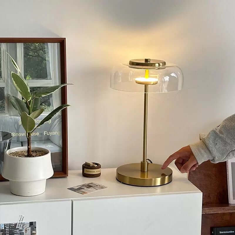 Vintage Luxury Table Lamp – Metal & Glass Lampshade, LED 5W Light