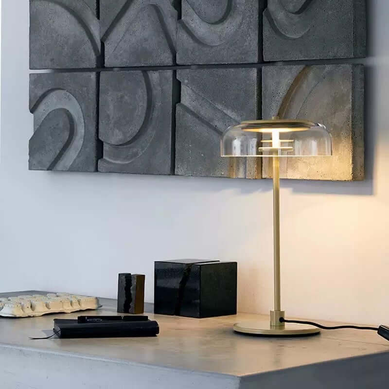 Vintage Luxury Table Lamp – Metal & Glass Lampshade, LED 5W Light