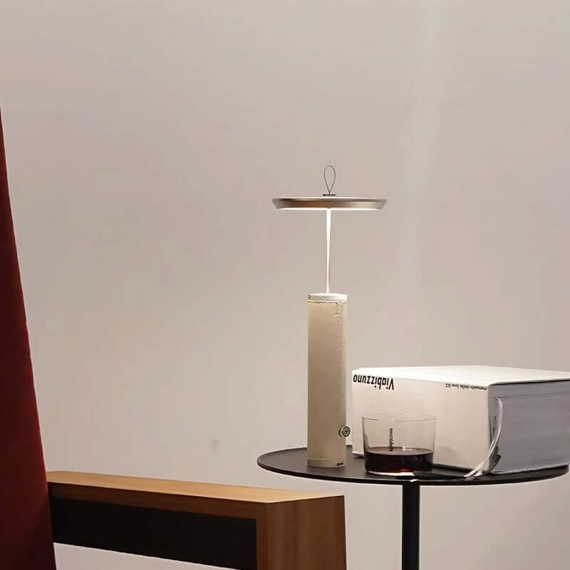 Rechargeable Portable Table Lamp – Modern Aluminum &amp; Leather Design