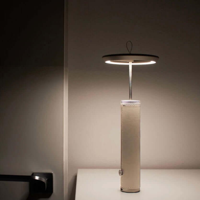 Rechargeable Portable Table Lamp – Modern Aluminum &amp; Leather Design