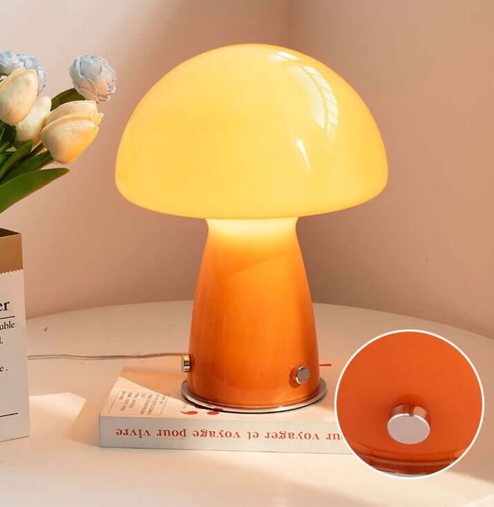Mushroom Table Lamp | Glass, USB & Stepless Dimming