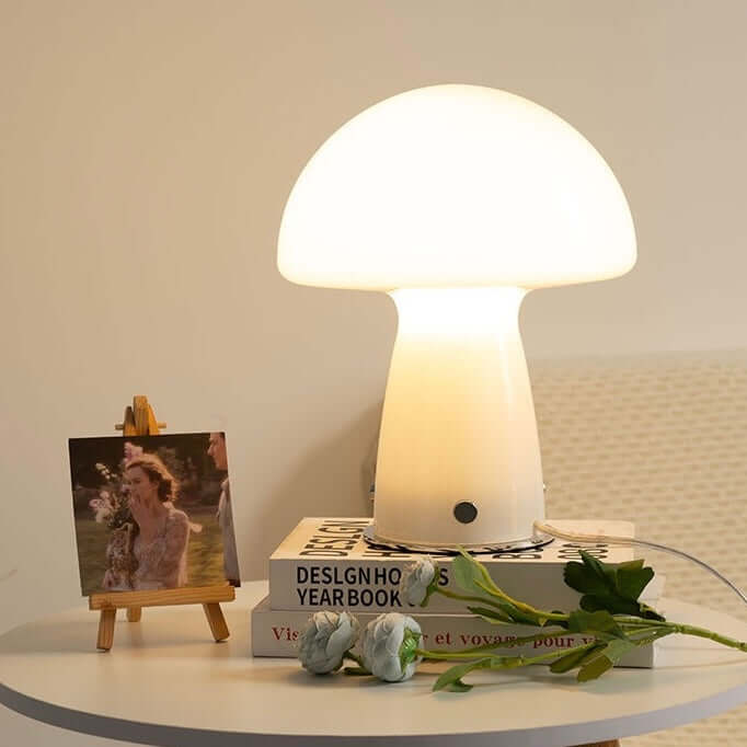 Mushroom Table Lamp | Glass, USB & Stepless Dimming