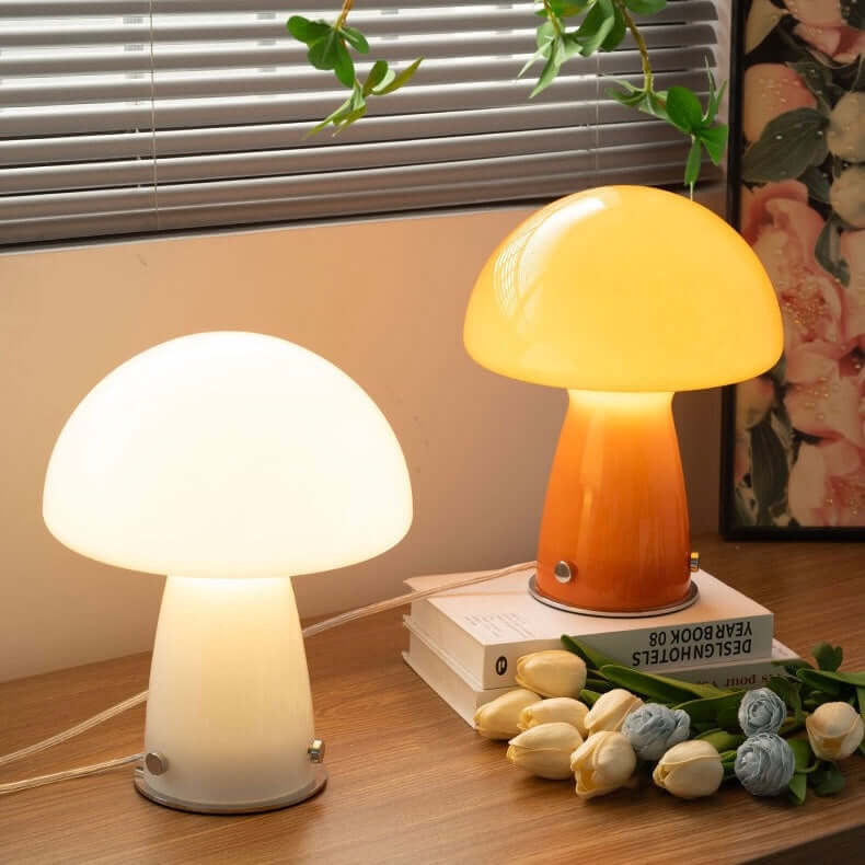 Mushroom Table Lamp | Glass, USB & Stepless Dimming