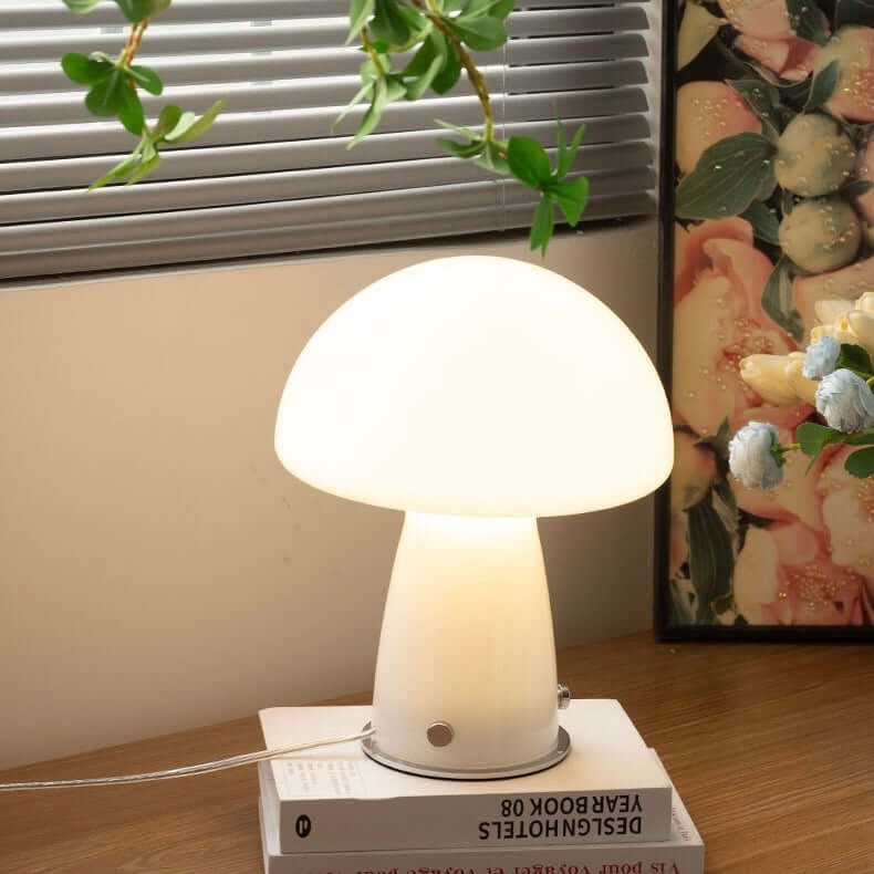 Mushroom Table Lamp | Glass, USB & Stepless Dimming