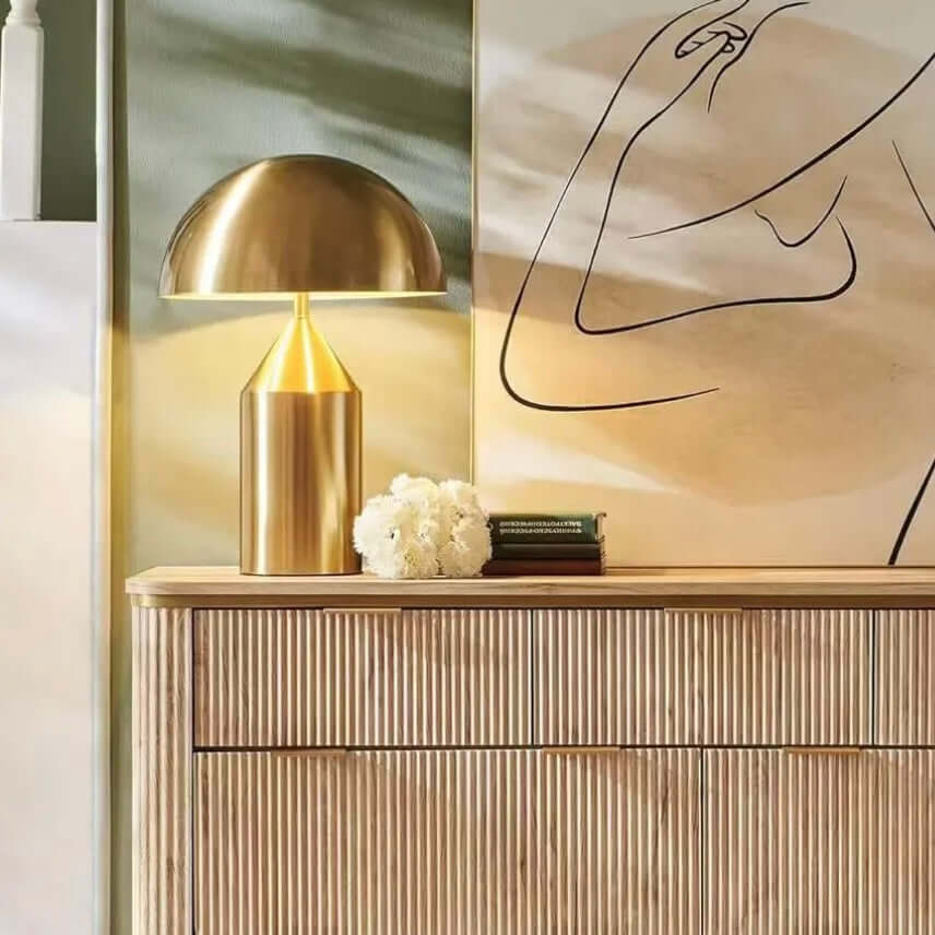 Nordic Mushroom Table Lamp – Designer Metal Bedside Lamp