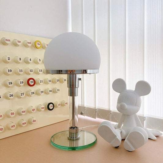 Nordic Minimalist Bauhaus Table Lamp – Metal & Glass Bedside Lamp
